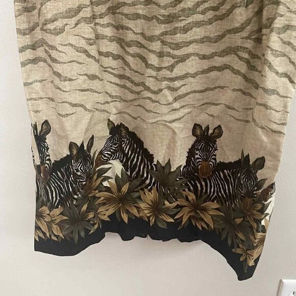 Vintage‎ Stonebridge Made in Mexico Brown Zebra print Linen Rayon Dress Size 6P - Picture 9 of 9